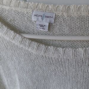 Vintage jaclyn smith cream colored sweater with silver Tinsle inside fabric XXL
